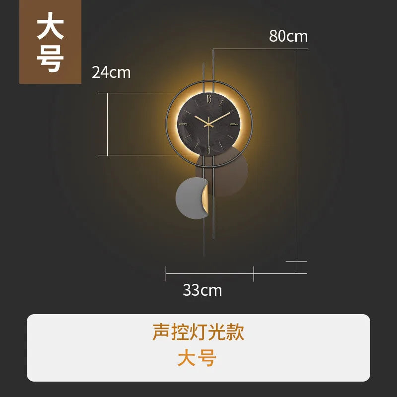 Wooden Grille Decorative Wall Clock, TV Background, New, 2024