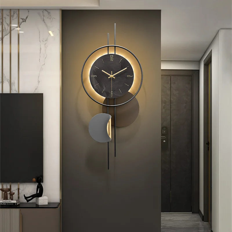 Wooden Grille Decorative Wall Clock, TV Background, New, 2024