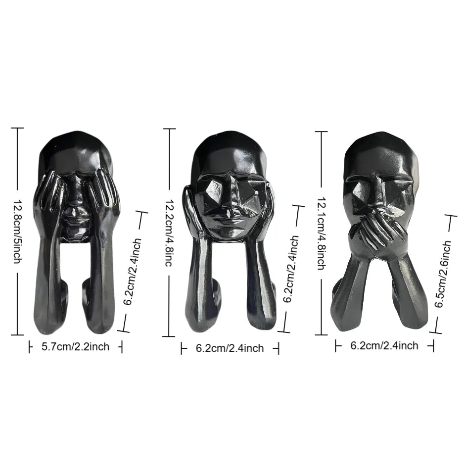 1 Set of Abstract Face Art Statue Ornaments, Modern Black Tone Creative Design, Desktop Bookshelf Soft Furnishing Display, Home Personalized Decoration Goodies