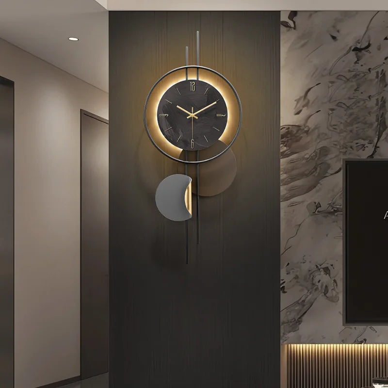 Wooden Grille Decorative Wall Clock, TV Background, New, 2024