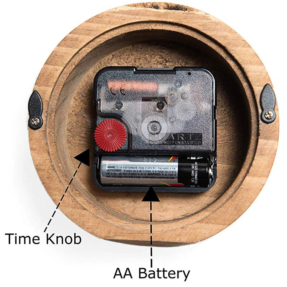 ABYN-Wooden Desk & Table Analog Clock Made Of Genuine Pine(Dark)-Battery Operated With Precise Silent  Mechanism
